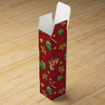Christmas Ornamant  & Candy Cane Pattern Wine Box<br><div class="desc">A beautiful Christmas design featuring beautiful ornaments and candy canes against a rustic red background.</div>
