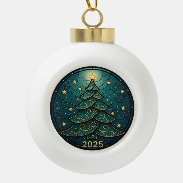 Christmas Ornament 2025 Faux Stained Glass Eff. 2 (Front)