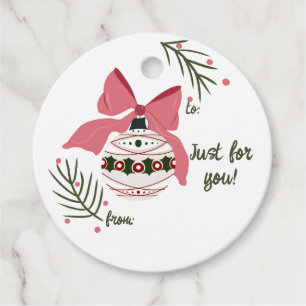 Christmas Ornament and Bow Gift Tag