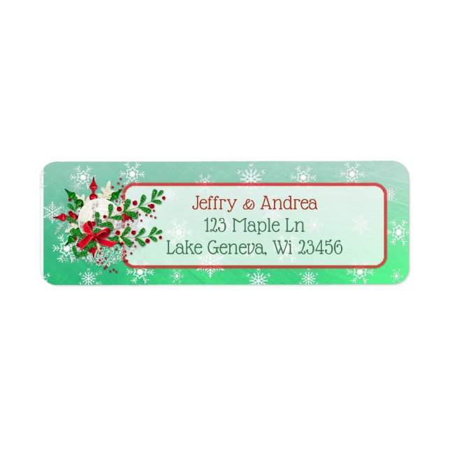 Christmas Ornament and Holly  Address Labels (Front)