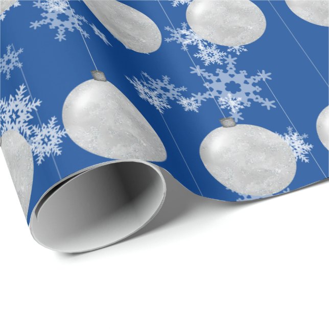 Christmas Ornament And Snowflakes Wrapping Paper (Roll Corner)