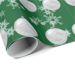 Christmas Ornament And Snowflakes Wrapping Paper
