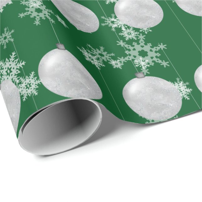 Christmas Ornament And Snowflakes Wrapping Paper (Roll Corner)