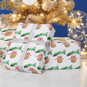 Christmas Ornament Bauble Festive Watercolor Wrapping Paper