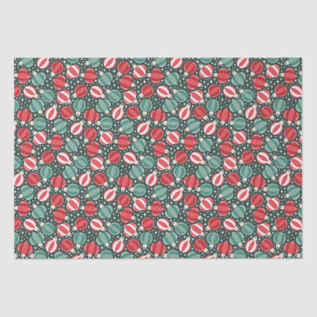 Christmas Ornament Baubles Red Green Tissue Paper (Front)