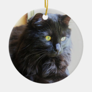 Christmas Ornament, Black Cat Ceramic Tree Decoration