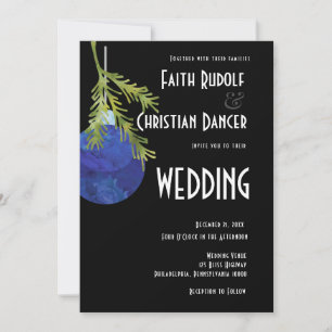 Christmas Ornament Blue, Modern Wedding Announcement