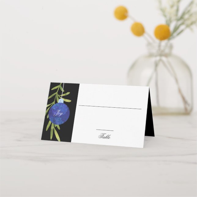 Christmas Ornament | Blue |  Wedding Reception Place Card (Front)