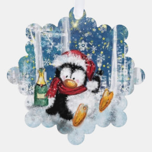 Christmas Ornament Card with Happy Party Penguin