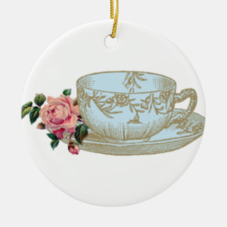 Christmas Ornament Ceramic Round Teacup