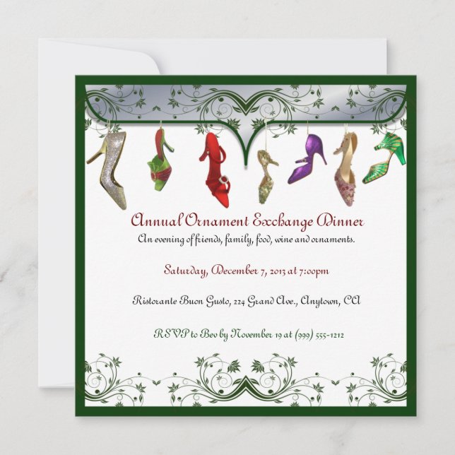 Christmas Ornament Exchange Dinner Invitations (Front)