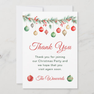 Christmas Ornament Exchange Party Garland Thank You Card