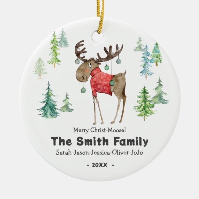 Christmas Ornament-Family Christ-Moose Ceramic Tree Decoration (Front)