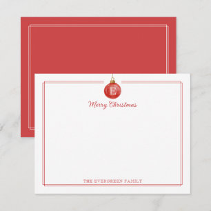 Christmas Ornament Family Monogram Stationery Card