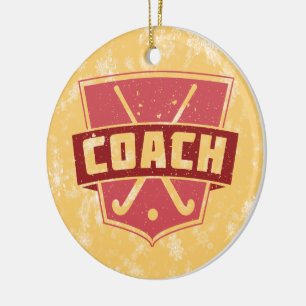 Christmas Ornament, Field Hockey Coach Ceramic Tree Decoration