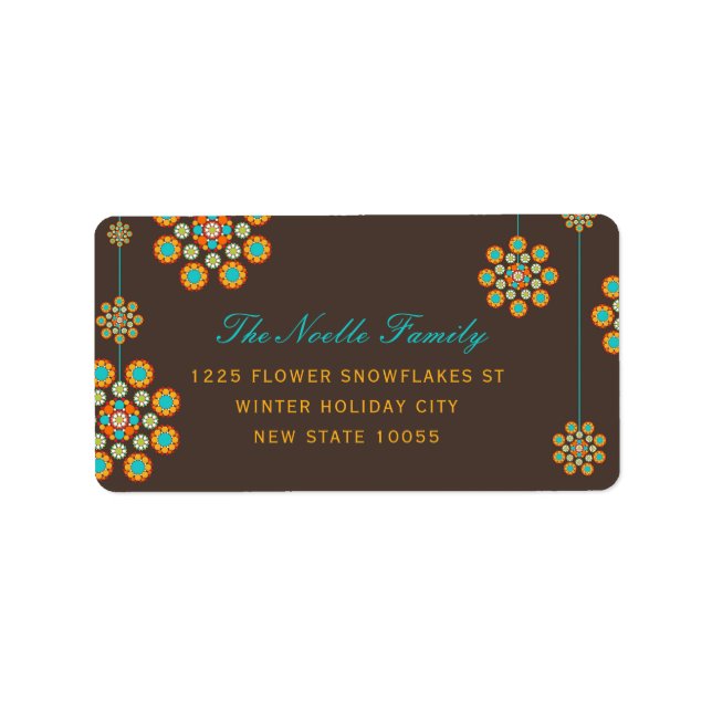 Christmas Ornament Flower Holiday Address Labels (Front)