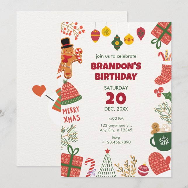Christmas ornament fun  invitation (Front/Back)