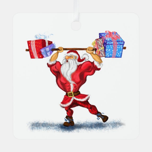 Christmas Ornament Funny Bodybuilder Santa Gift (Front)