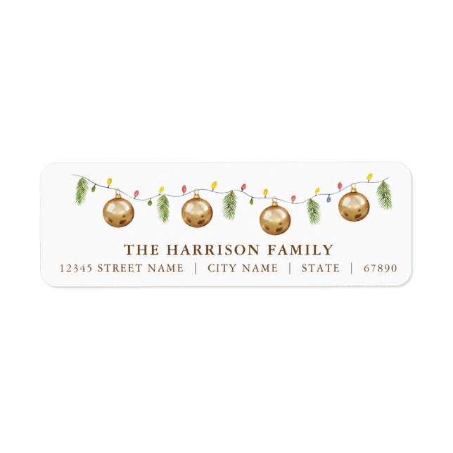 Christmas Ornament Garland Return Address Labels (Front)