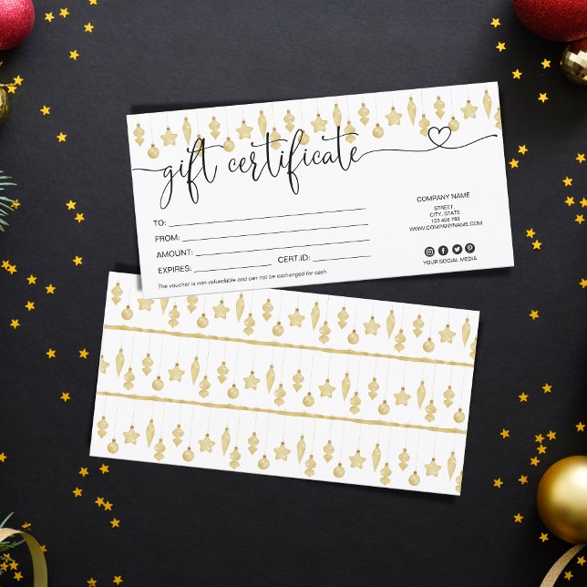 Christmas Ornament Gift Card Certificate Gold (Creator Uploaded)