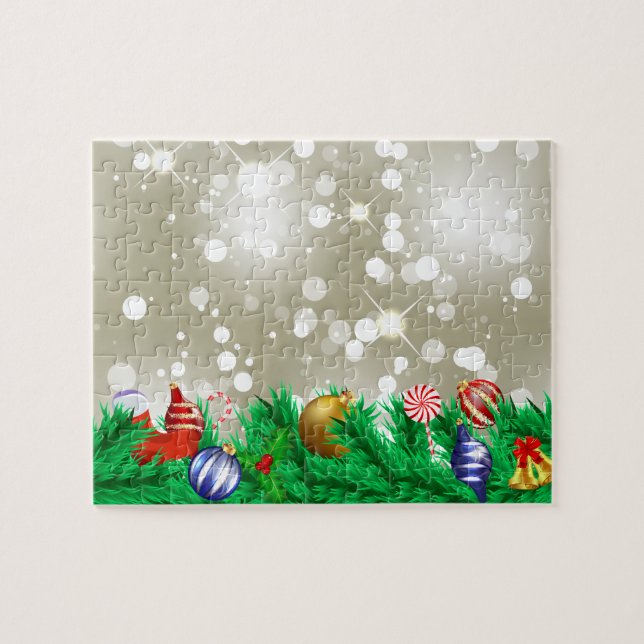 Christmas Ornament Glitter Jigsaw Puzzle (Horizontal)