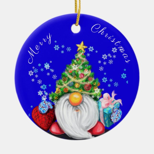 Christmas Ornament Gnome with Gifts - Your Colours (Front)