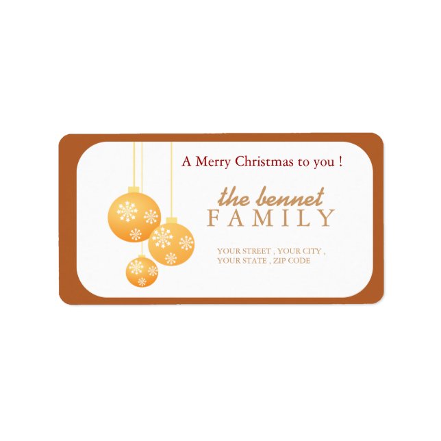 Christmas ornament - golden Christmas Label (Front)