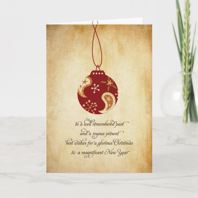 Christmas Ornament Grunge Holiday Card (Front)