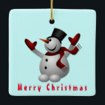 Christmas Ornament Happy Snowman<br><div class="desc">Happy Snowman - Merry Christmas - Choose / Add Your Unique Text / Name / Colour - Make Your Special Gift - Resize and move or remove and add elements / text with customisation tool ! You can also transfer this designs to more than 1000 Zazzle products. Merry Christmas -...</div>