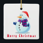 Christmas Ornament Happy Snowman<br><div class="desc">Happy Snowman - Merry Christmas - Choose / Add Your Unique Text / Name / Colour - Make Your Special Gift - Resize and move or remove and add elements / text with customisation tool ! You can also transfer this designs to more than 1000 Zazzle products. Merry Christmas -...</div>