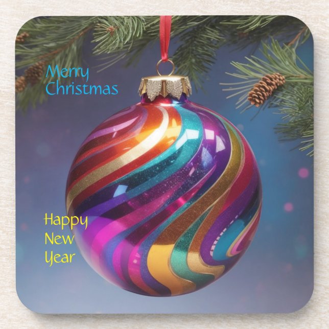 Christmas Ornament hard plastic coasters (Front)