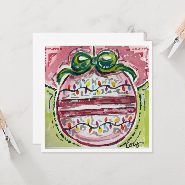 Christmas Ornament Holiday Card (Front/Back In Situ)