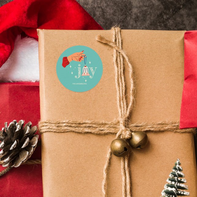 Christmas Ornament Joy Holiday  Classic Round Sticker (Creator Uploaded)