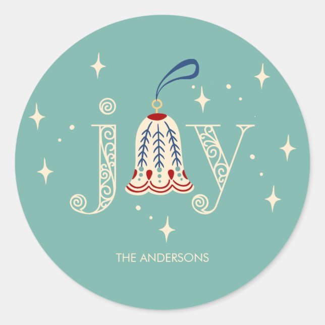 Christmas Ornament Joy Holiday Classic Round Sticker (Front)