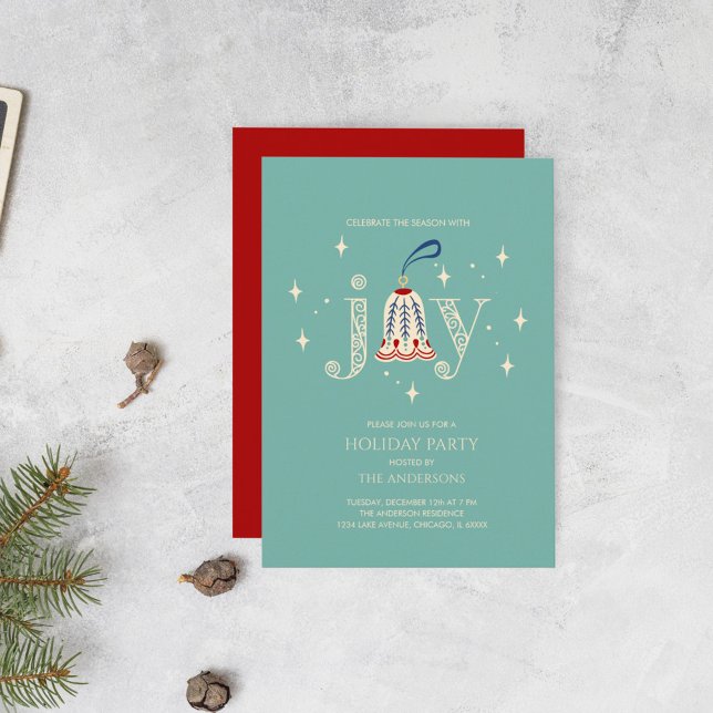 Christmas Ornament Joy Holiday Party Invitation (Creator Uploaded)