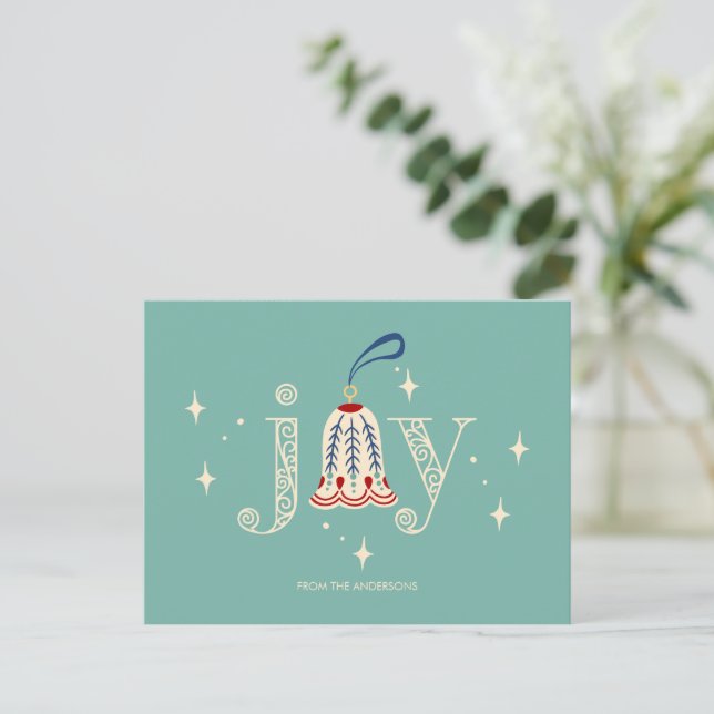 Christmas Ornament Joy Holiday Postcard (Standing Front)