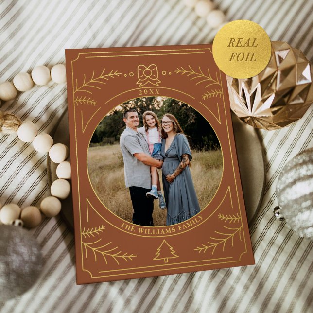 Christmas Ornament Line Art Terracotta Photo (Creator Uploaded)