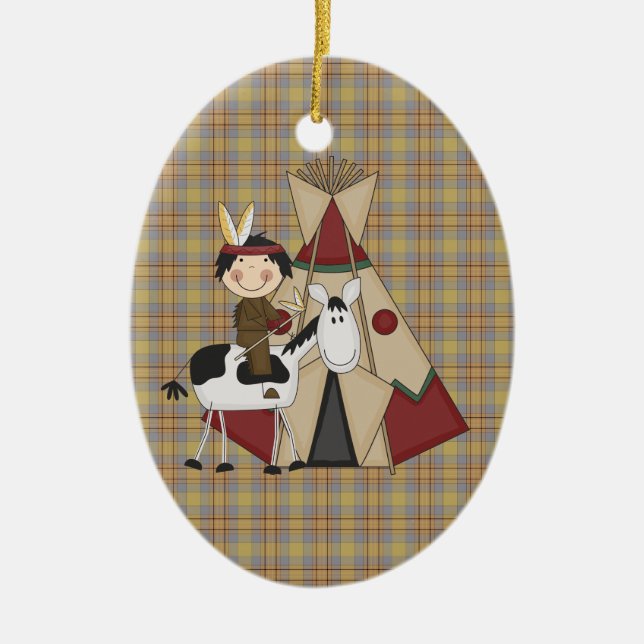 Christmas Ornament Native American Indian Boy (Front)