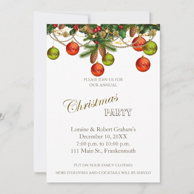 Christmas Ornament Party Invitation (Front)