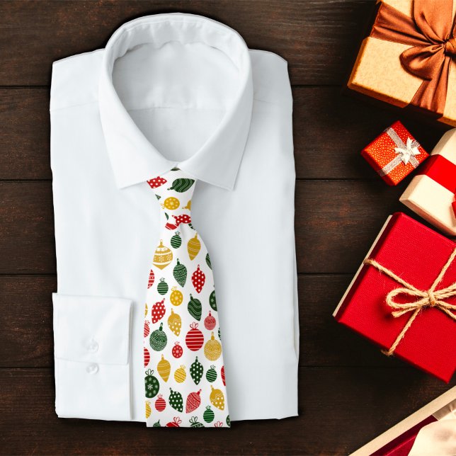 Christmas Ornament Pattern in Red, Green and Gold Tie (Creator Uploaded)