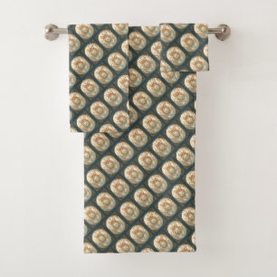 Christmas Ornament Peach And Beige Art Nouveau Bath Towel Set