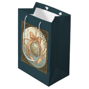 Christmas Ornament Peach And Beige Art Nouveau Medium Gift Bag