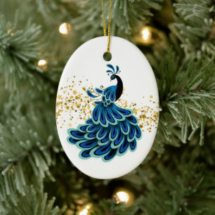 Christmas Ornament-Peacock Ceramic Tree Decoration