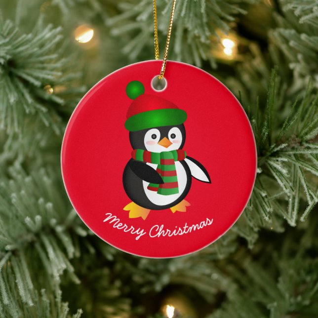 Christmas Ornament-Penguin Ceramic Ornament (Tree)