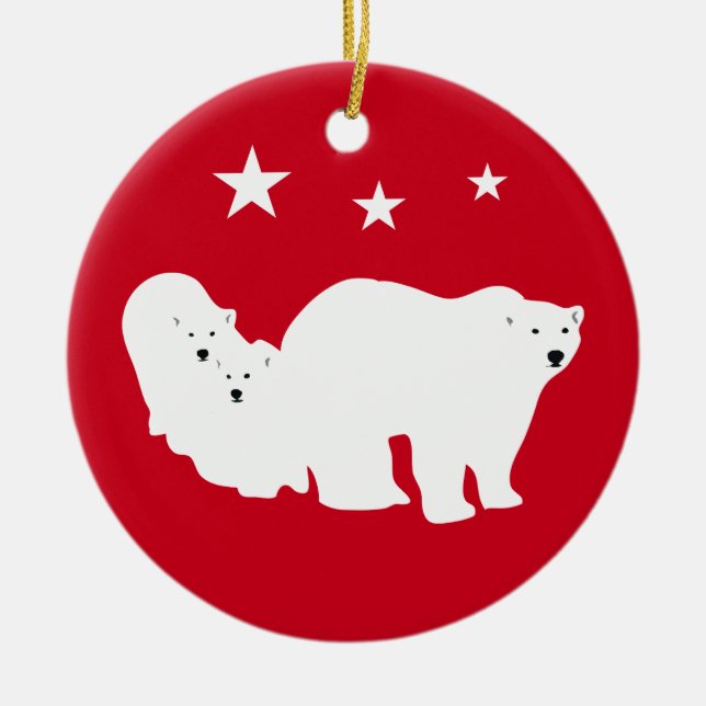 Christmas Ornament Polar Bears Red (Front)