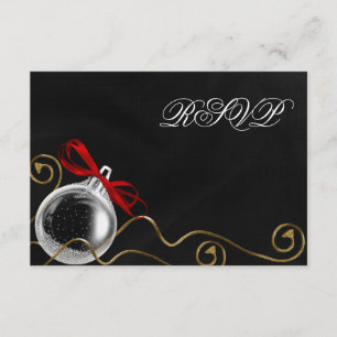 Christmas Ornament Red Bow RSVP Card