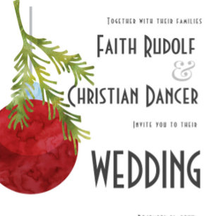 Christmas Ornament Red, Modern  Wedding Announcement