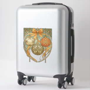Christmas Ornament Red Orange Beige Art Nouveau