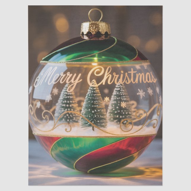 Christmas Ornament Snow Globe with Tiny Tree Tissue Paper (Front)