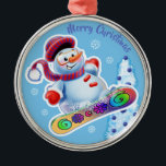 Christmas ornament snowboarding snowman<br><div class="desc">Christmas ornament snowboarding snowman</div>